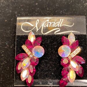 Mariell Fuchsia Crystal Drop Earrings